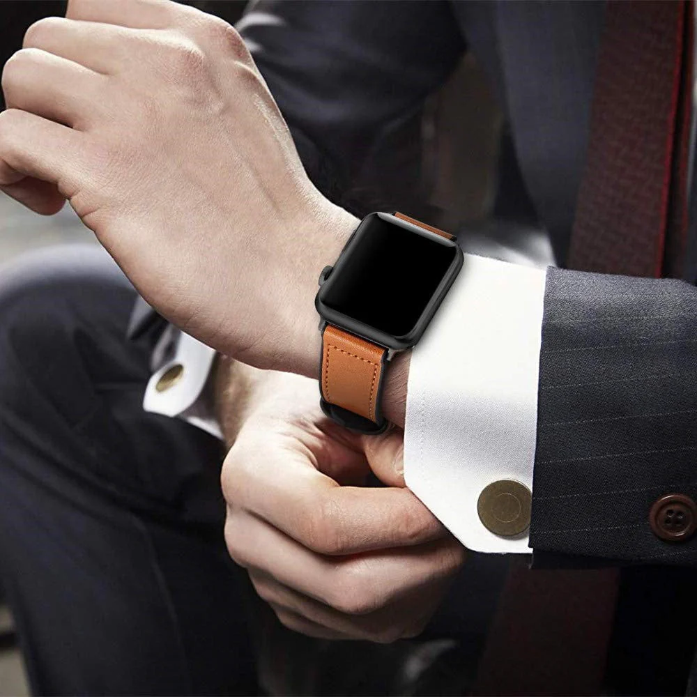 Leather Silicone Apple Watch Band - Image 5